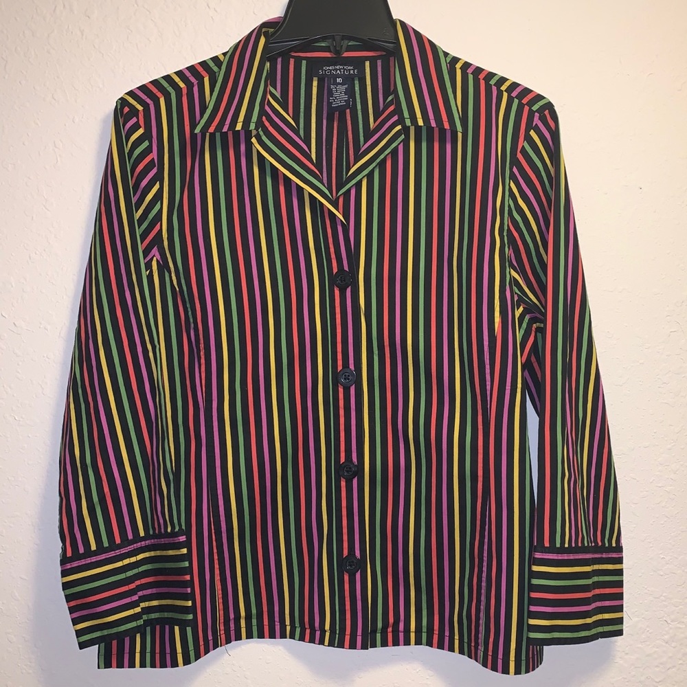 Vintage 90s Rainbow 🌈 striped button down
